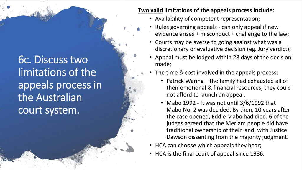 two valid limitations of the appeals process