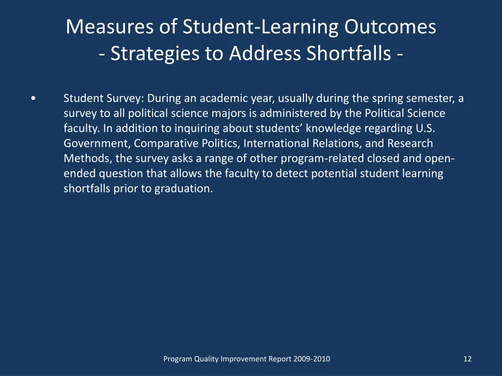 measures of student learning outcomes strategies 1