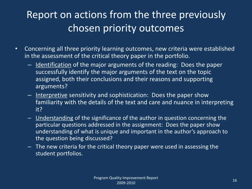 report on actions from the three previously 2