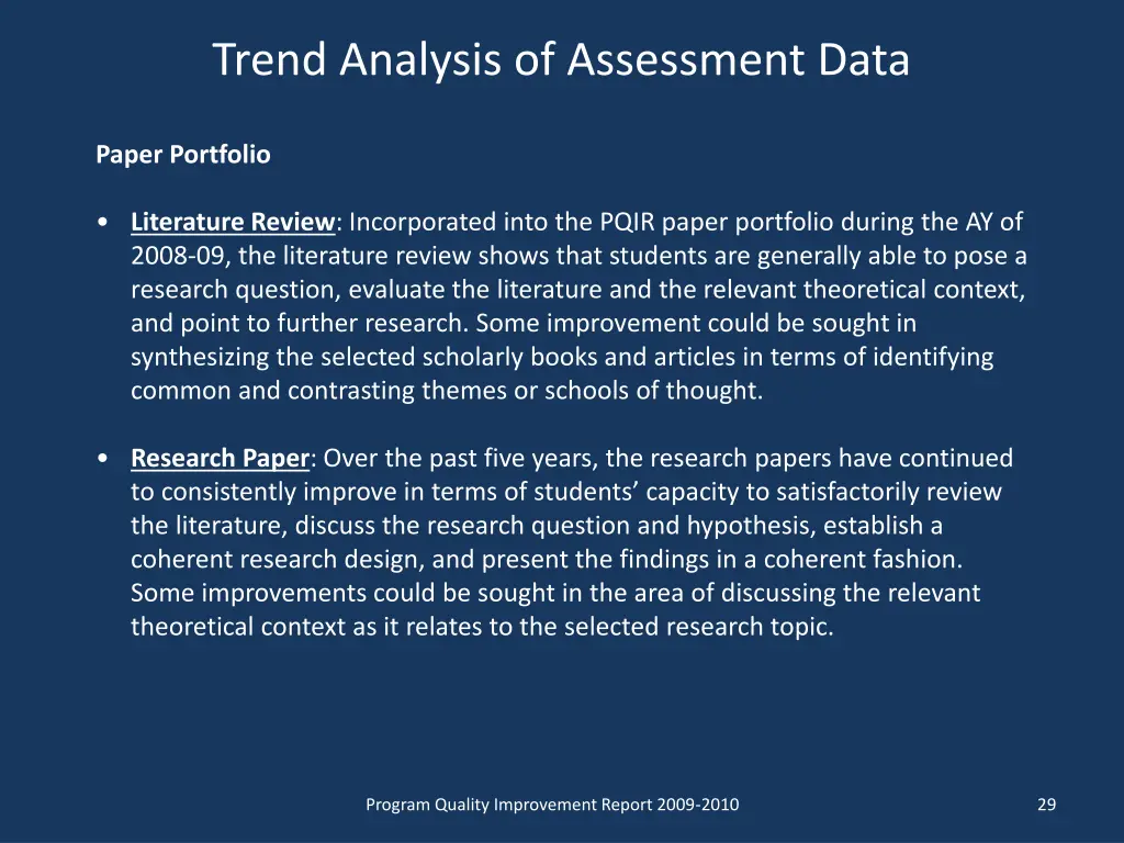 trend analysis of assessment data 1