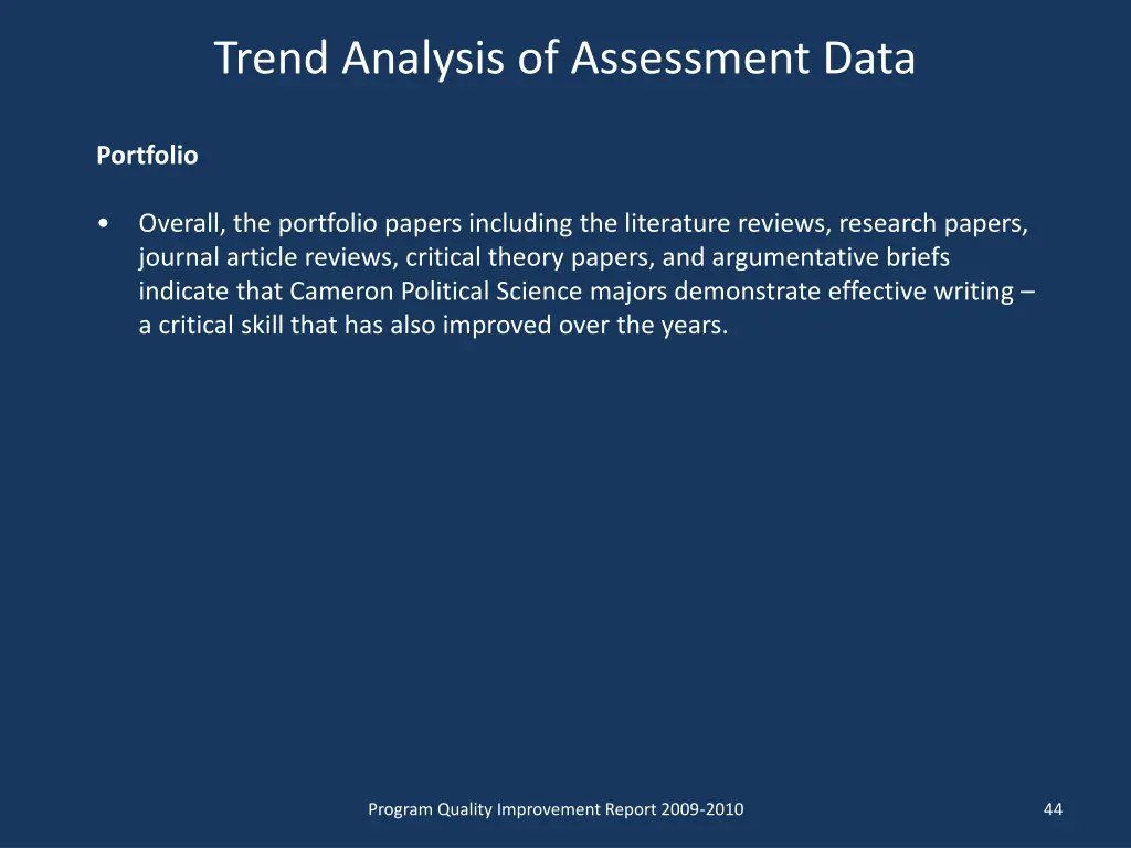 trend analysis of assessment data 10