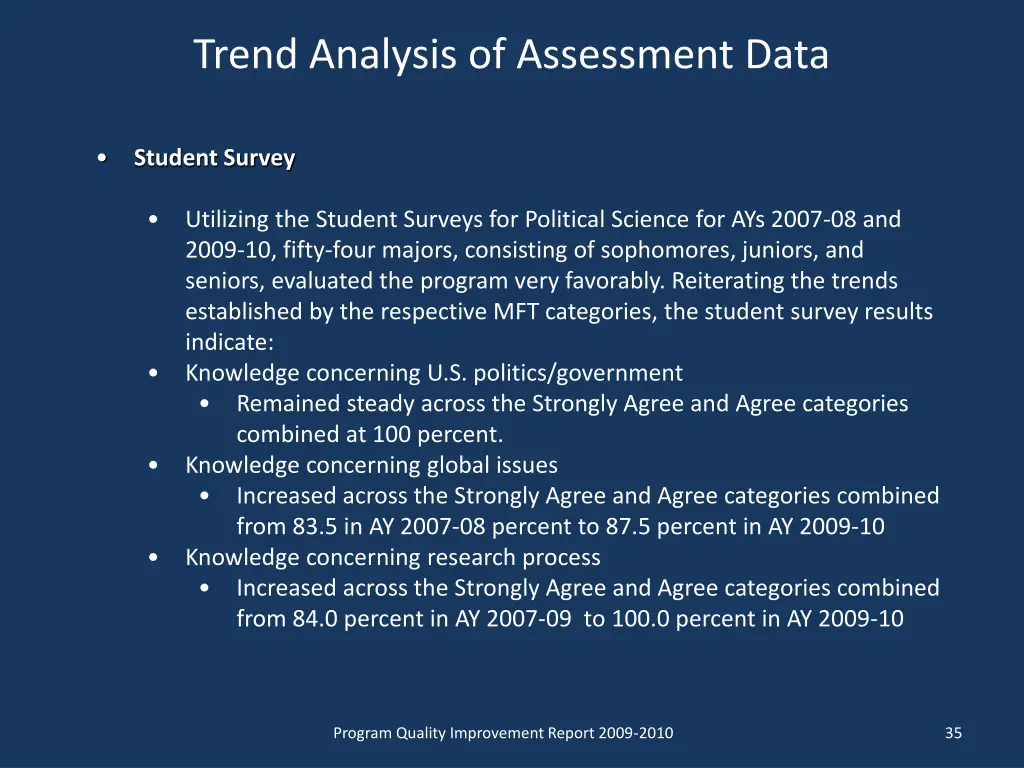 trend analysis of assessment data 7