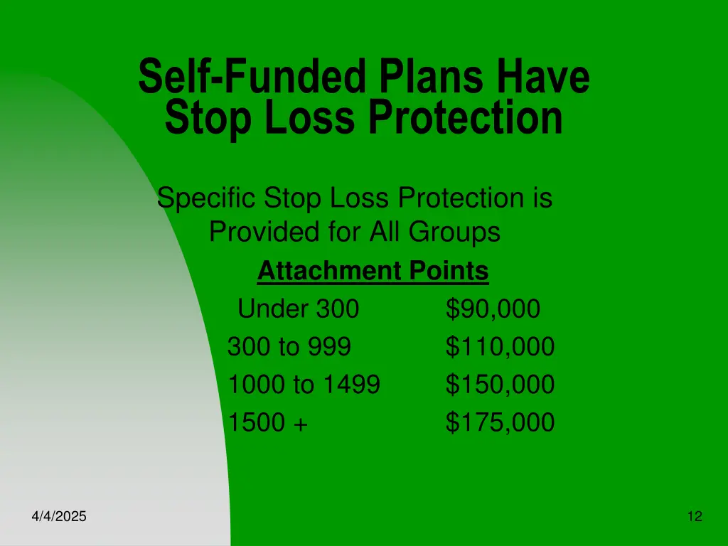 self funded plans have stop loss protection