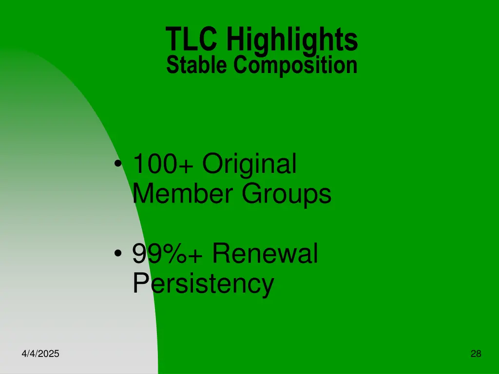 tlc highlights stable composition