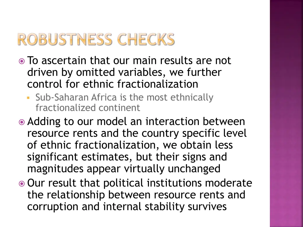 robustness checks