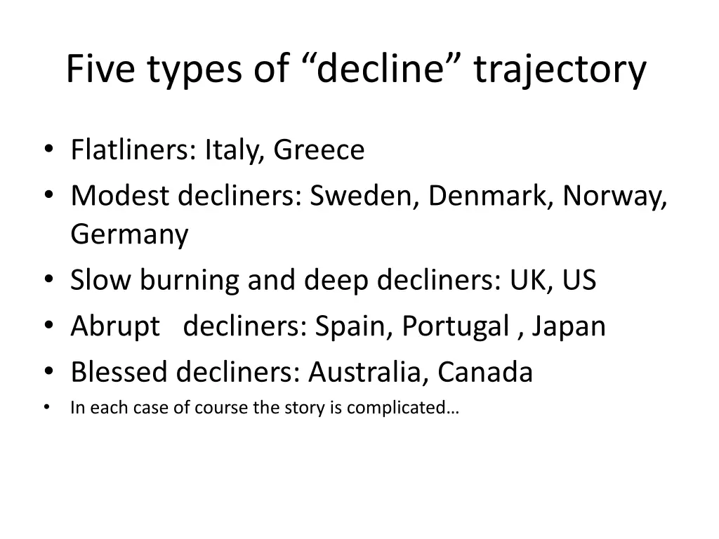 five types of decline trajectory