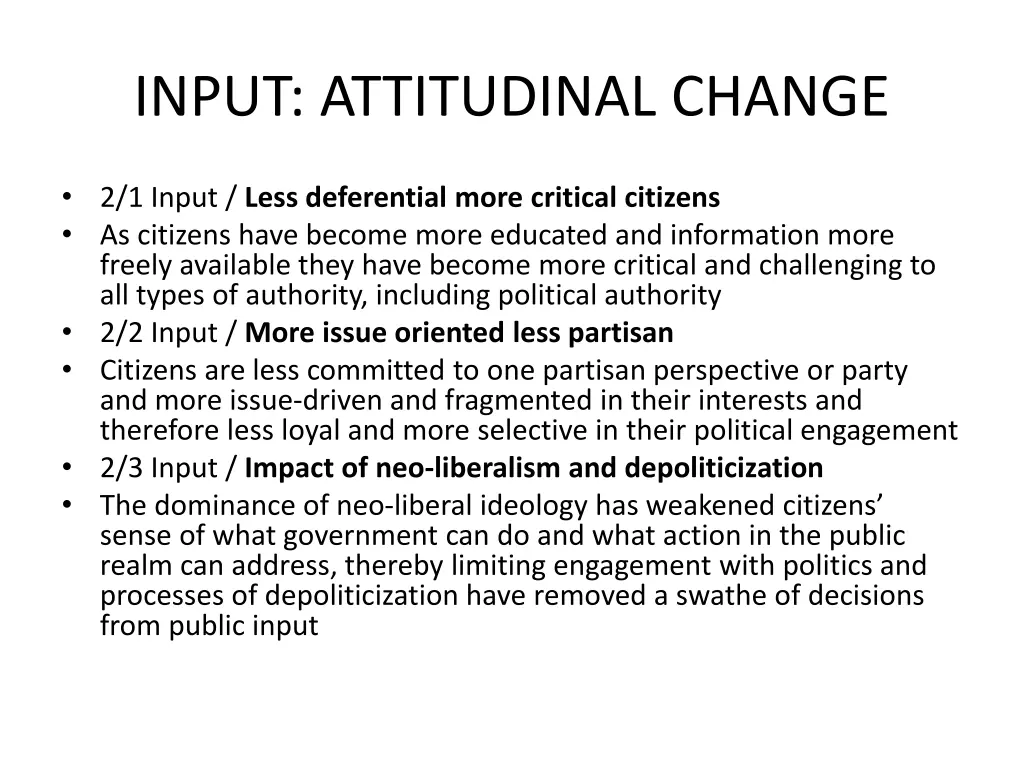 input attitudinal change