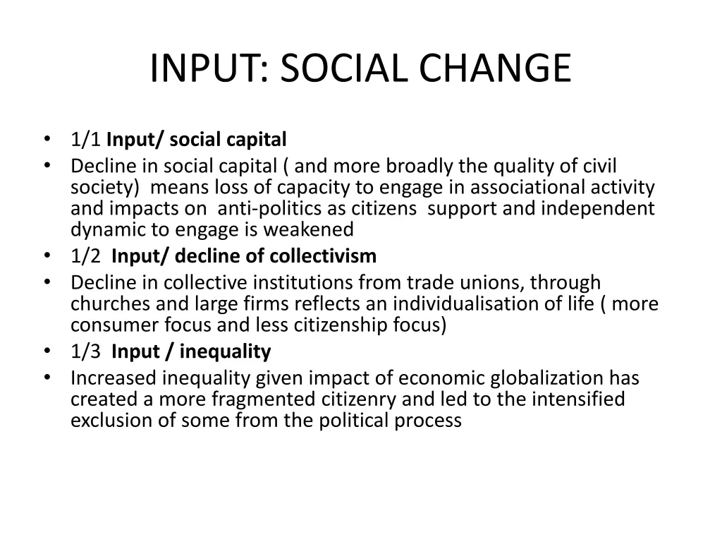 input social change