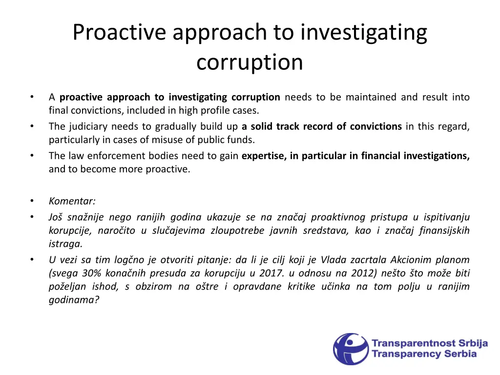 proactive approach to investigating corruption