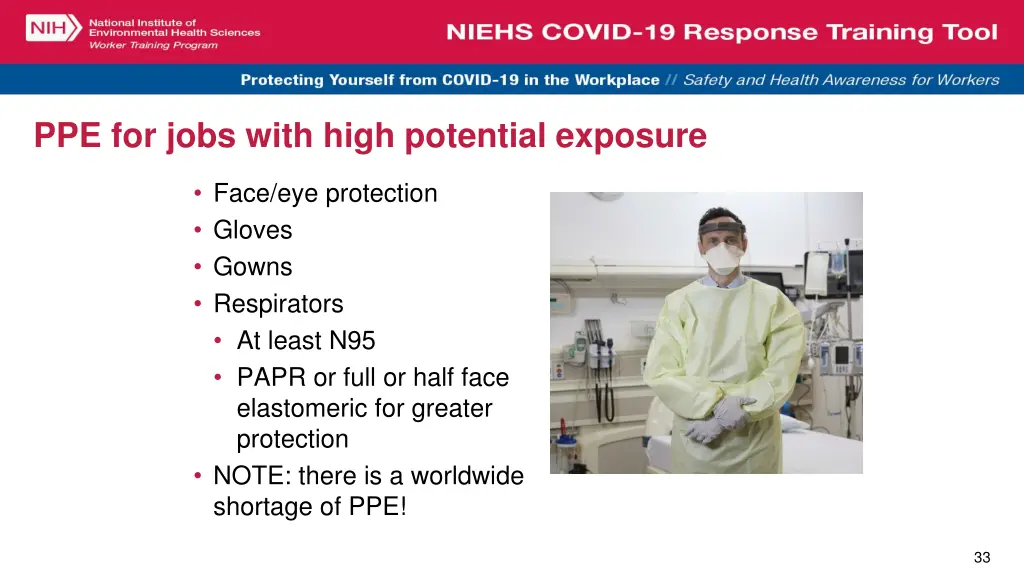 ppe for jobs with high potential exposure