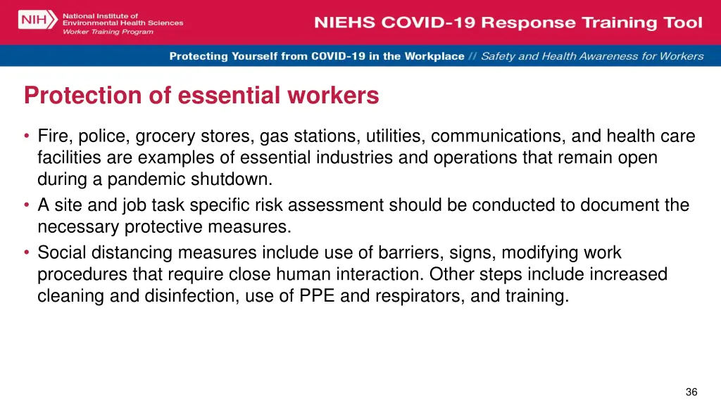 protection of essential workers