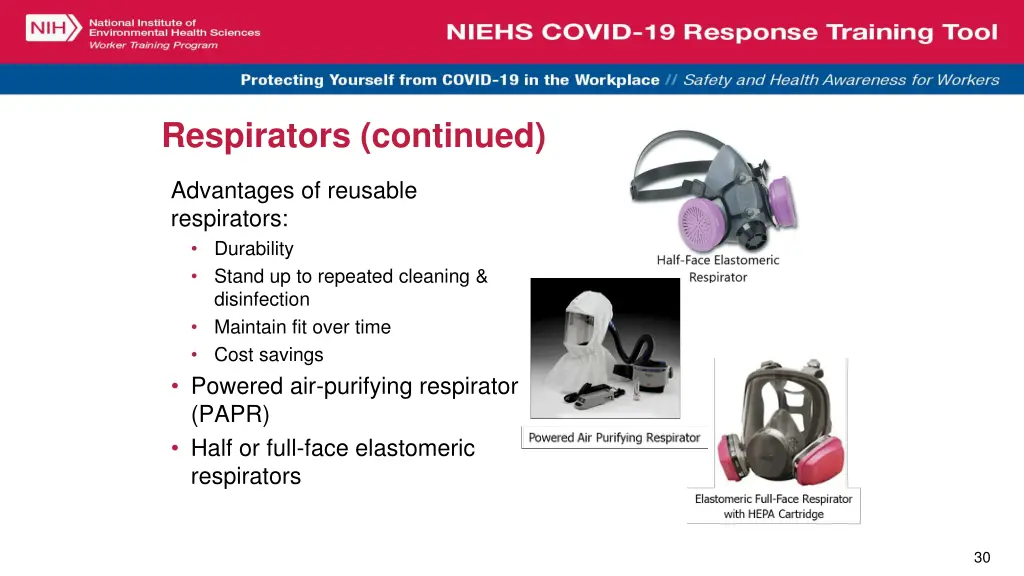 respirators continued