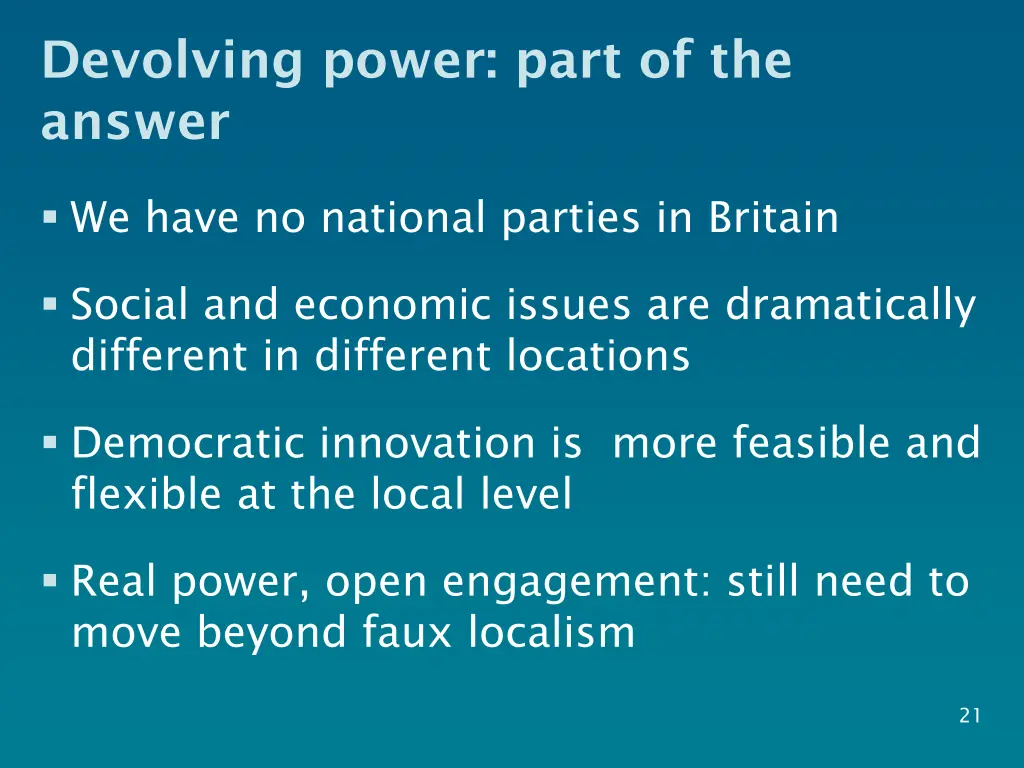 devolving power part of the answer