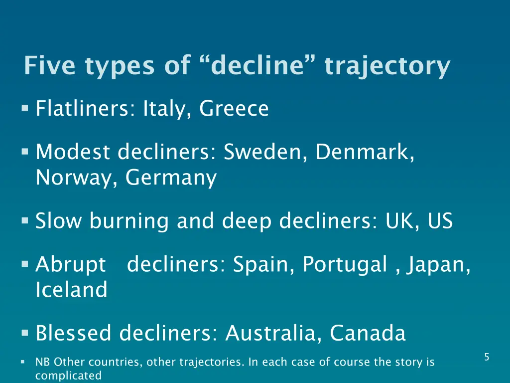 five types of decline trajectory