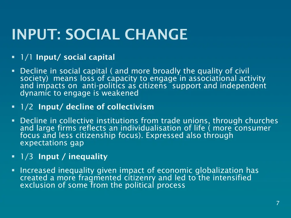 input social change
