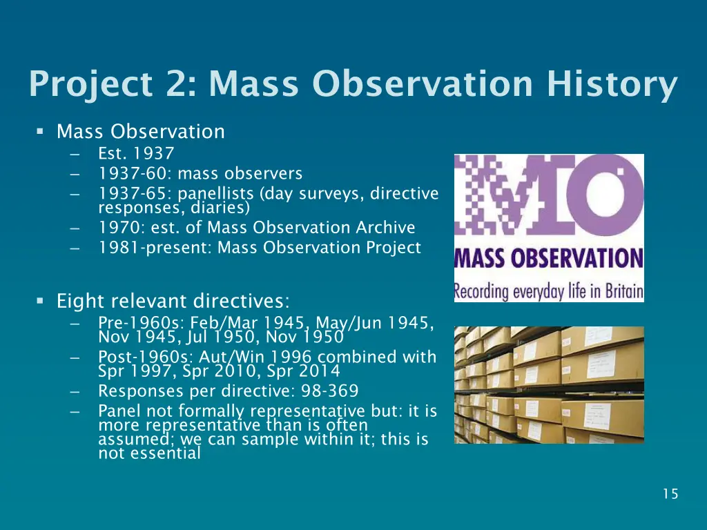project 2 mass observation history