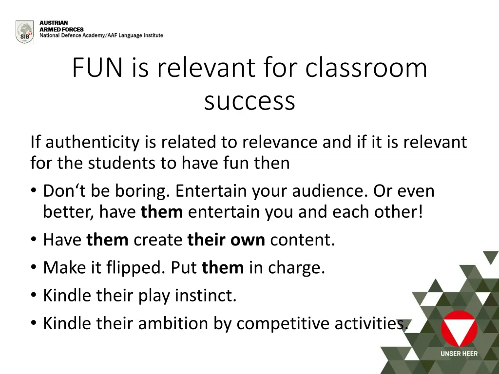 fun is relevant for classroom success
