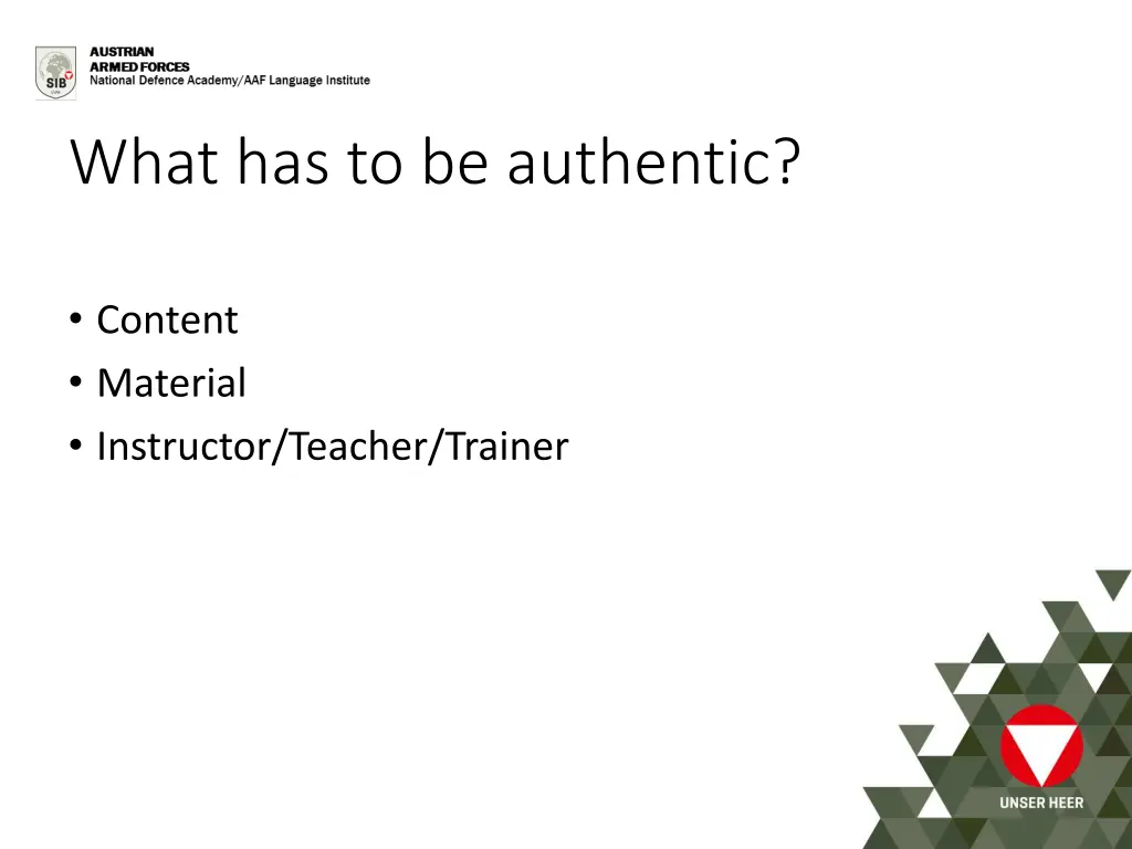 what has to be authentic