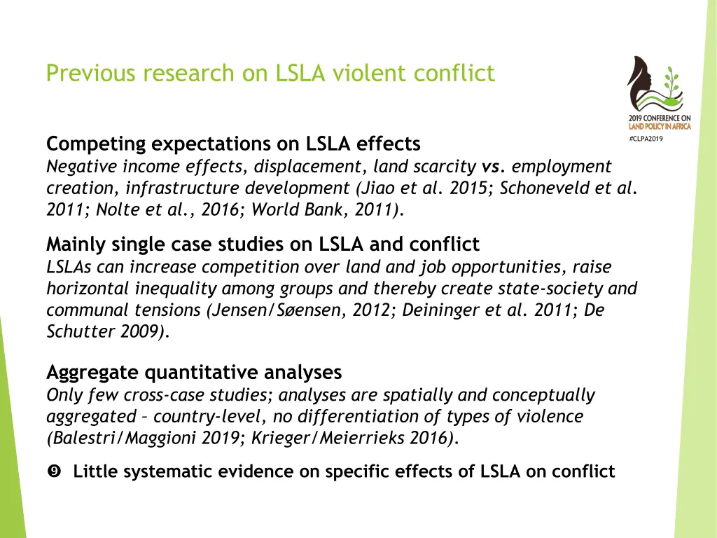 previous research on lsla violent conflict