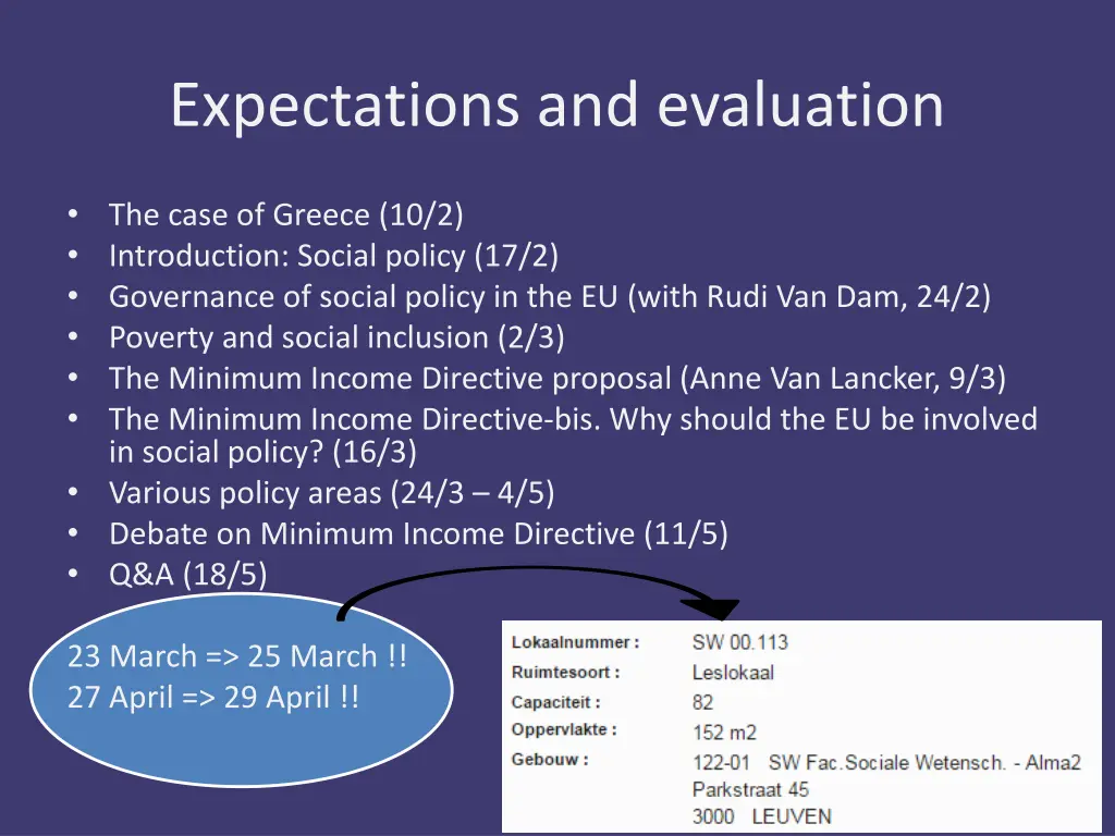 expectations and evaluation