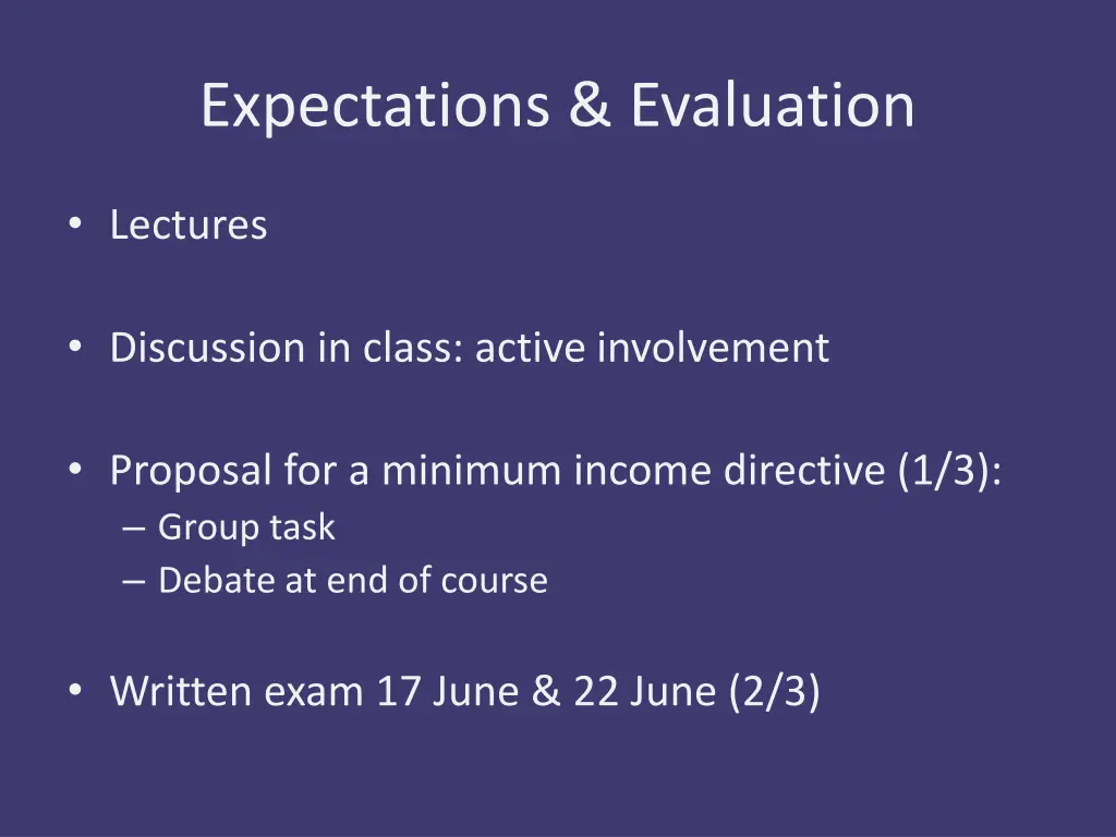 expectations evaluation 2