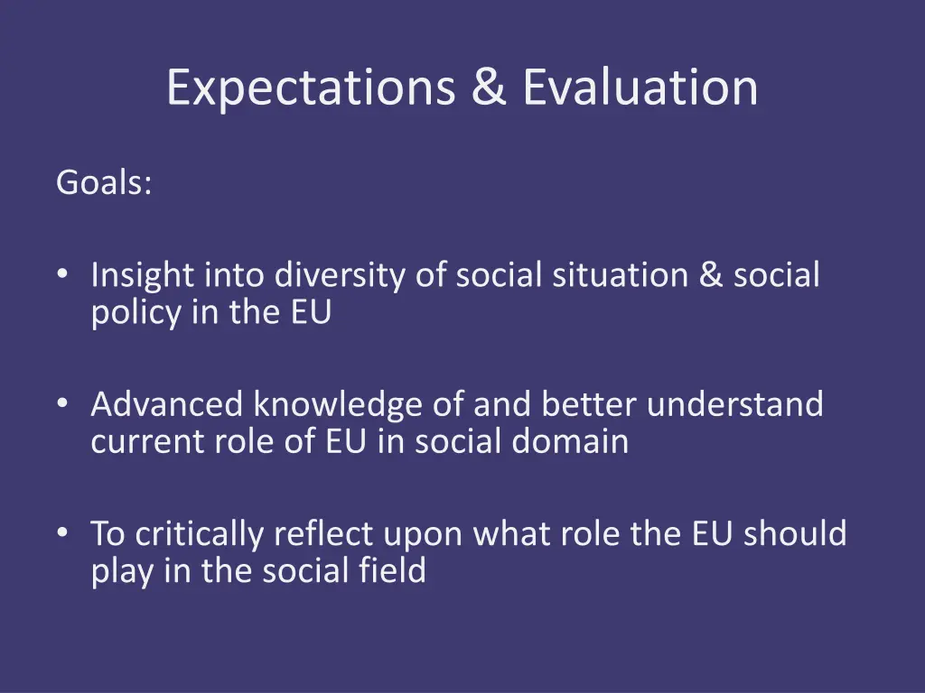 expectations evaluation