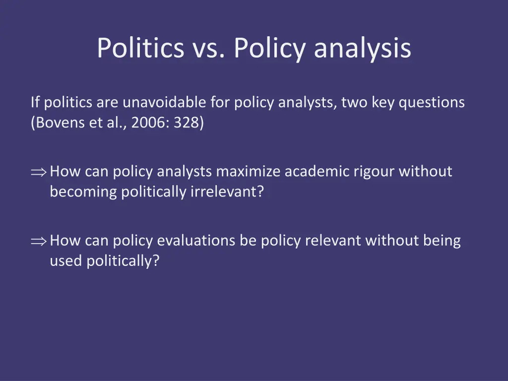 politics vs policy analysis