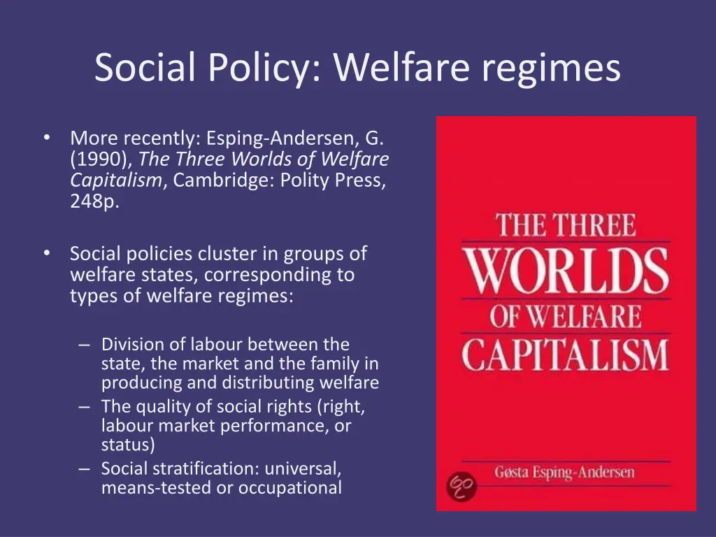 social policy welfare regimes 2