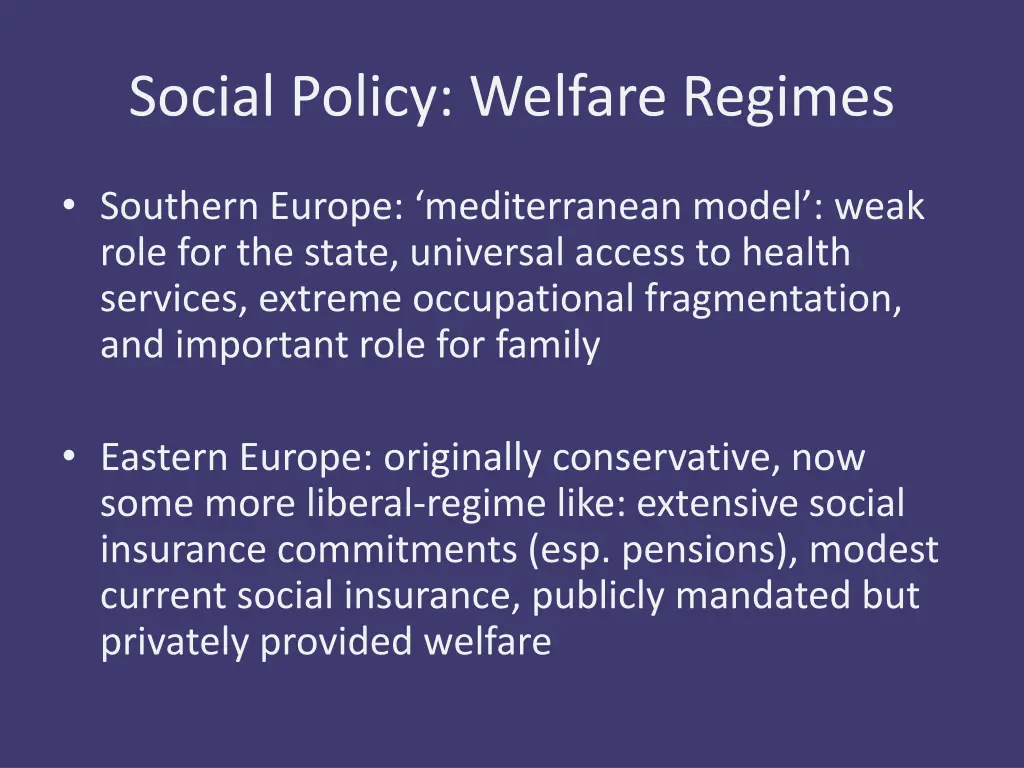 social policy welfare regimes 6