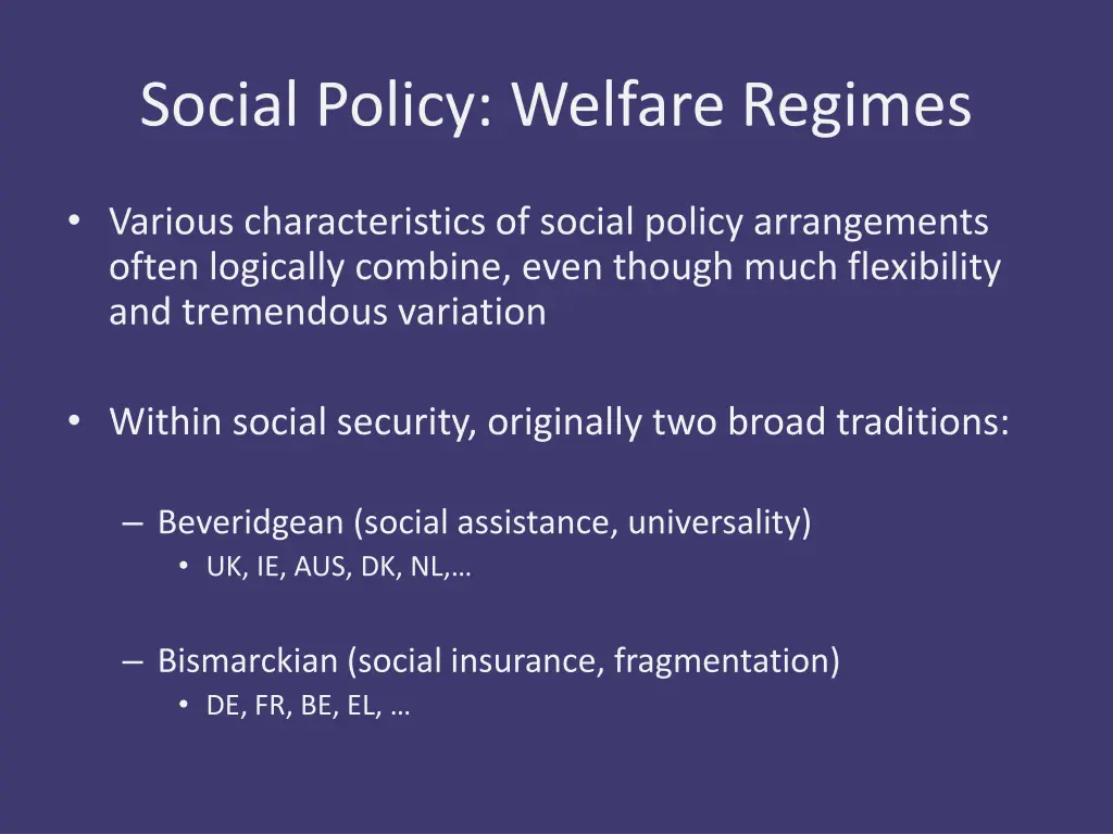 social policy welfare regimes
