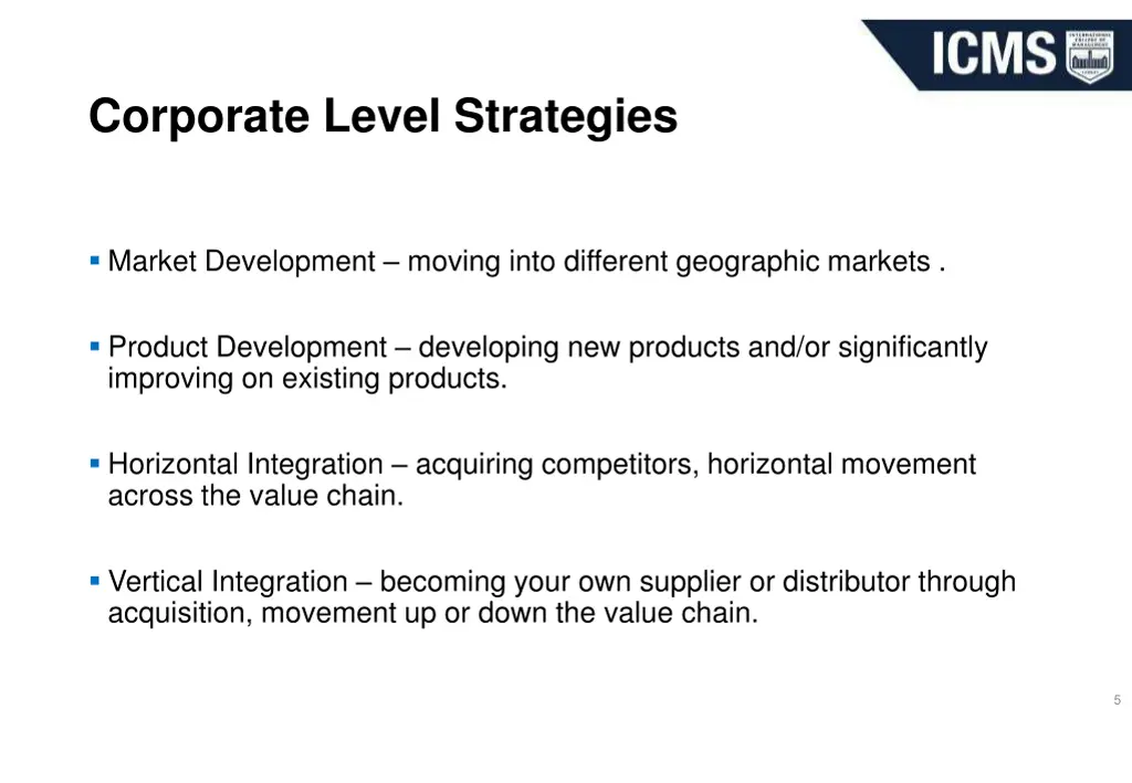 corporate level strategies