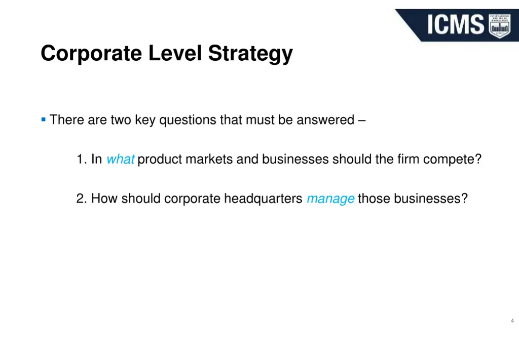 corporate level strategy