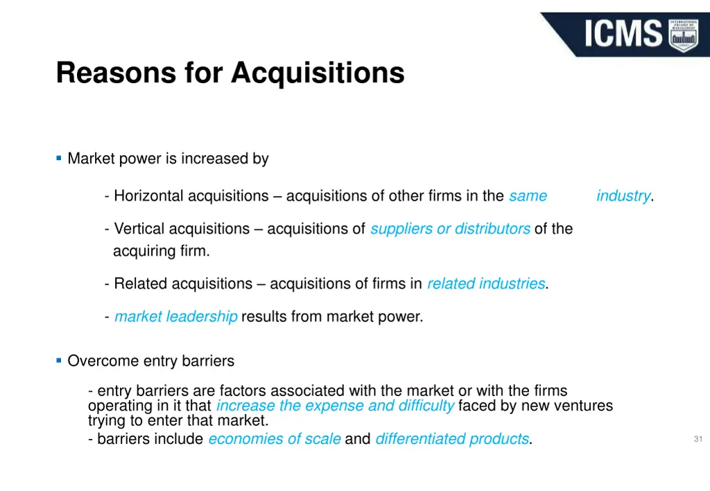 reasons for acquisitions 1