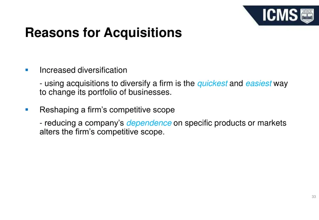 reasons for acquisitions 3