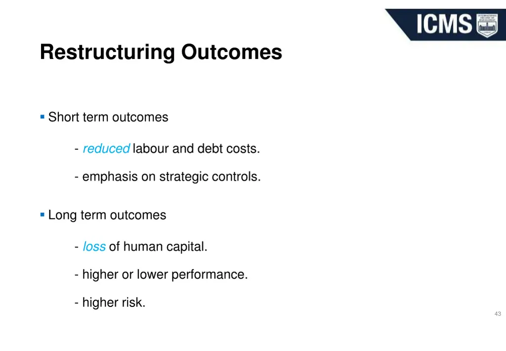restructuring outcomes