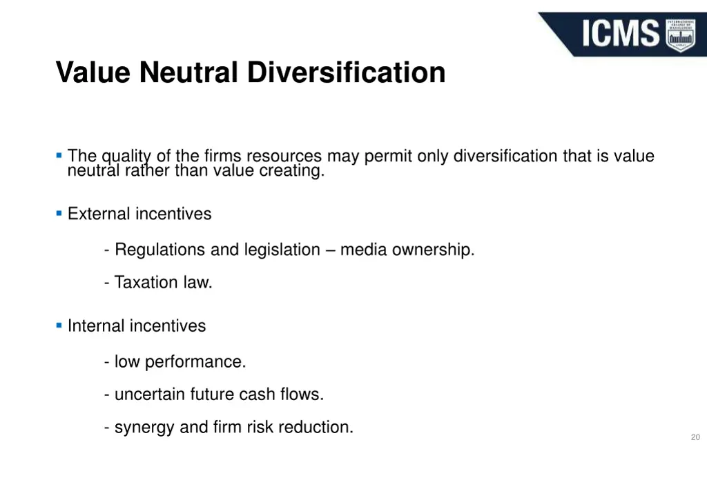 value neutral diversification