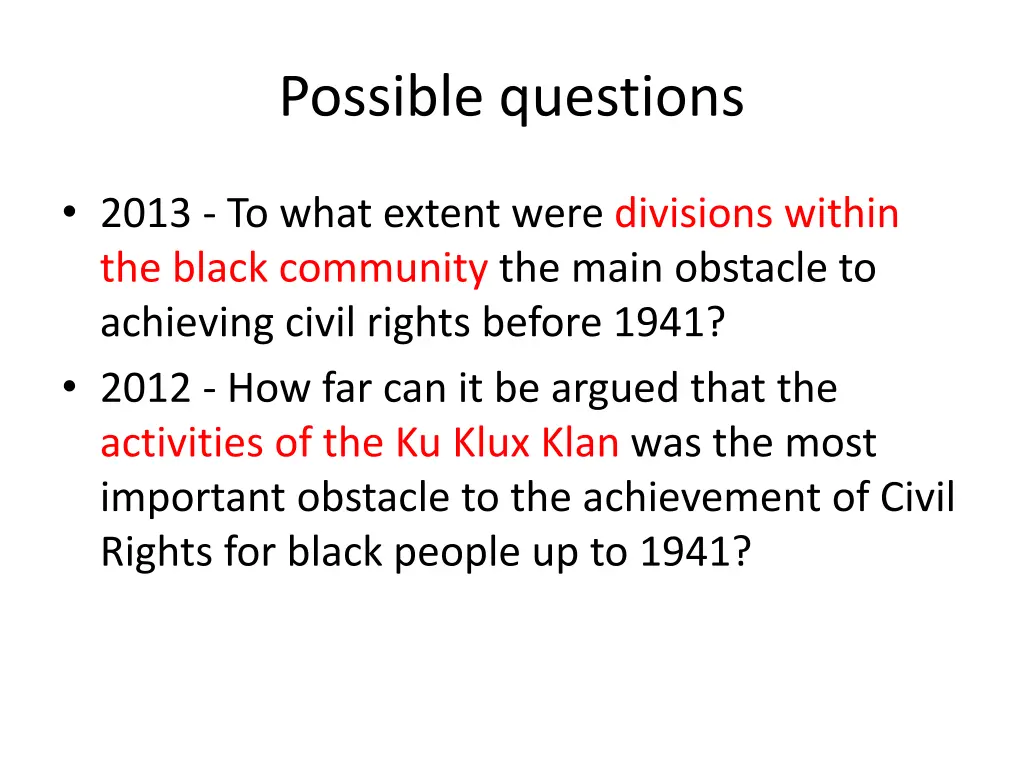possible questions