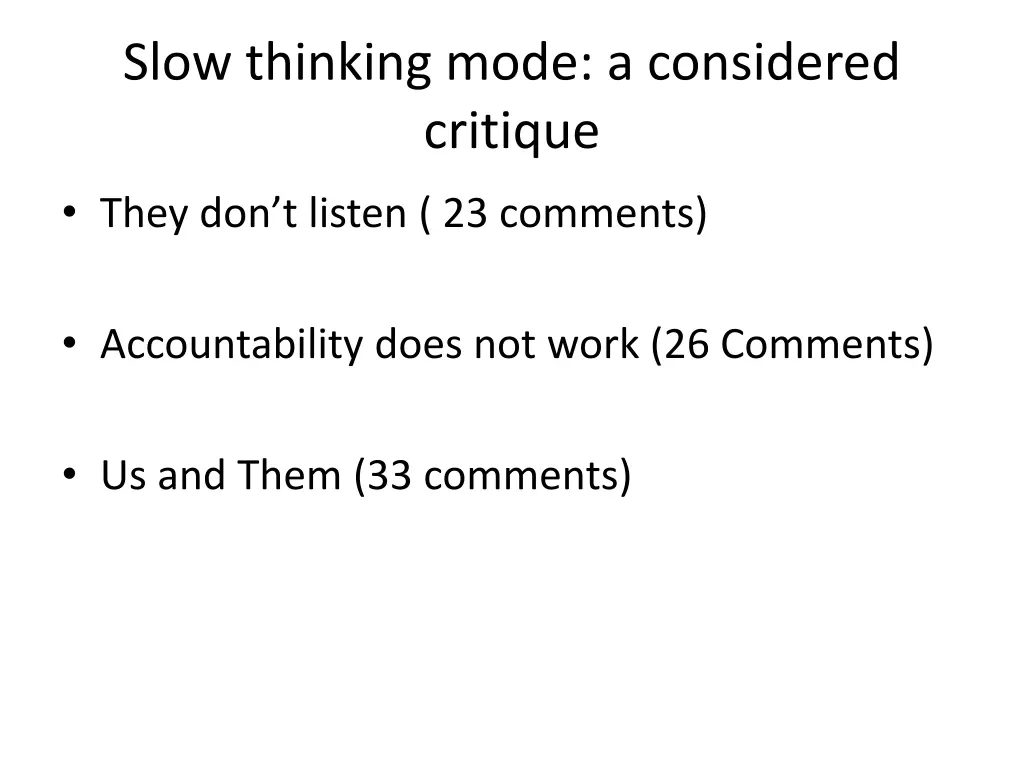 slow thinking mode a considered critique