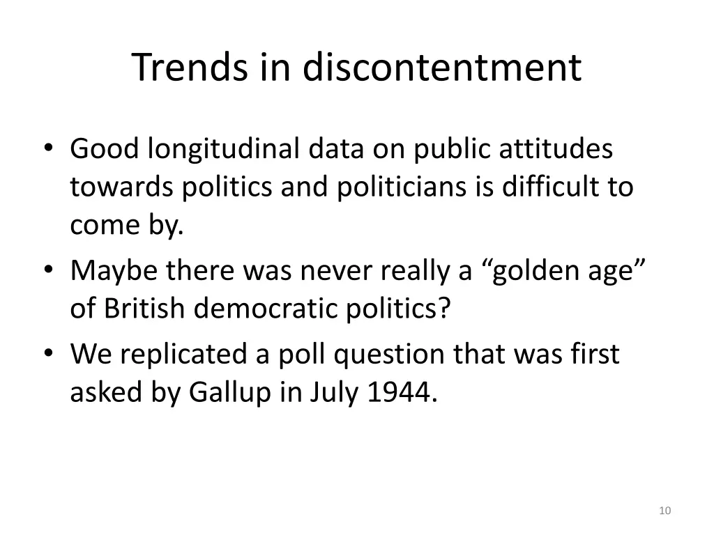 trends in discontentment