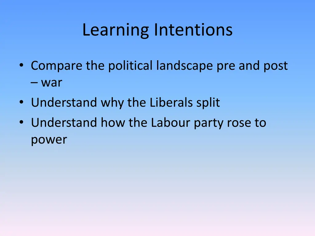 learning intentions