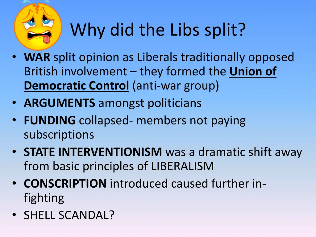 why did the libs split