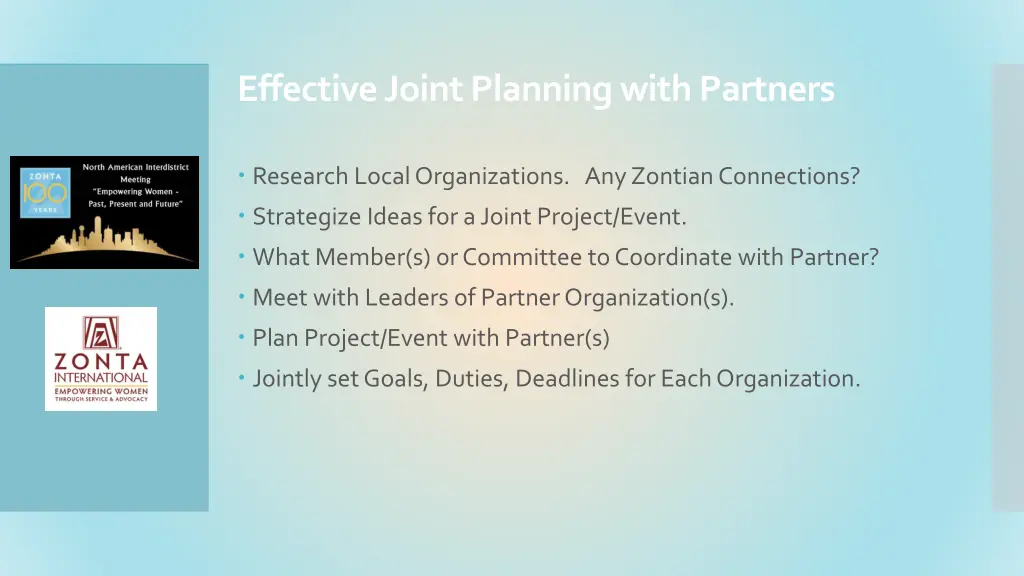 effective joint planning with partners