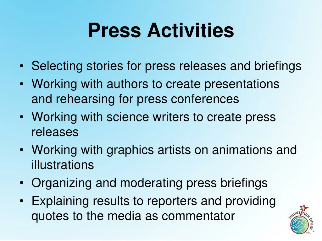 press activities
