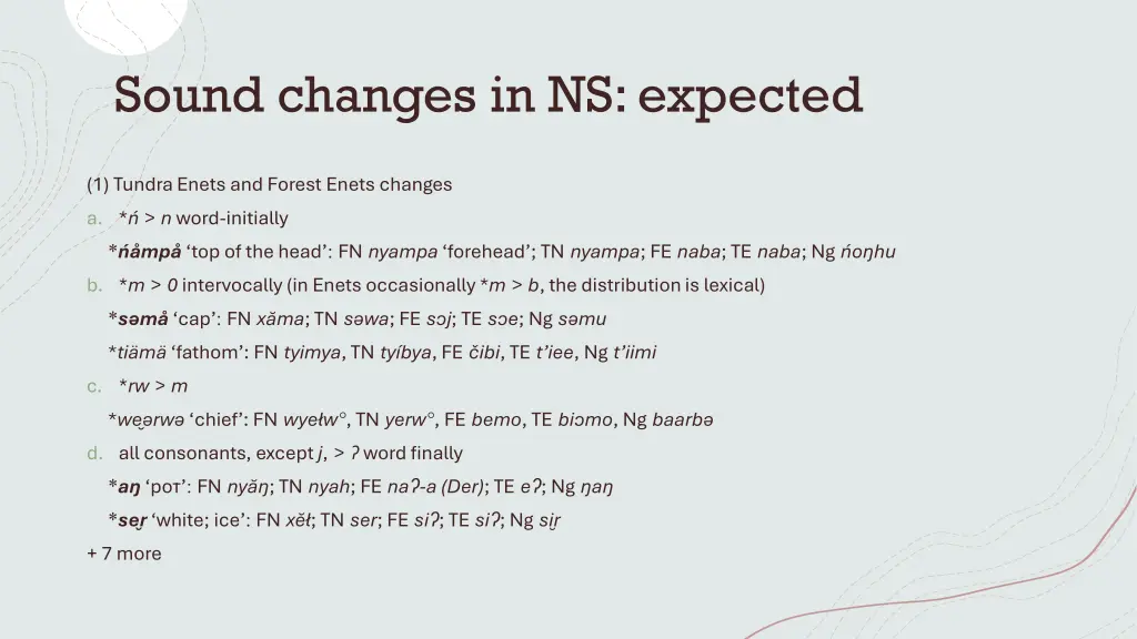 sound changes in ns expected