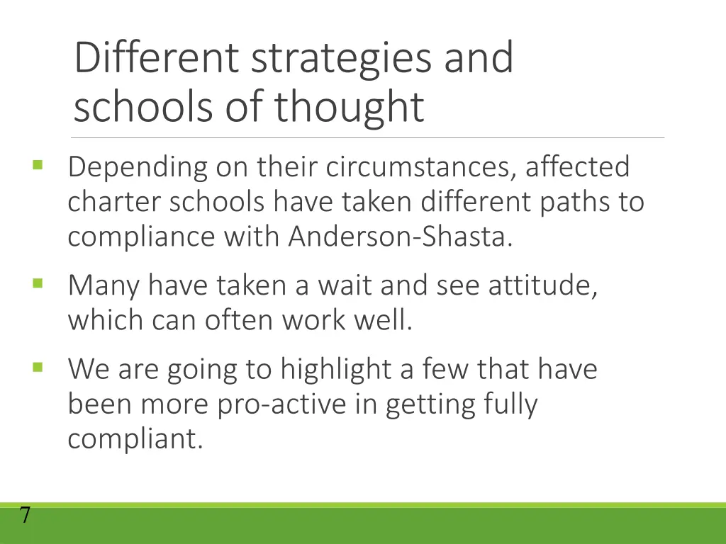 different strategies and schools of thought