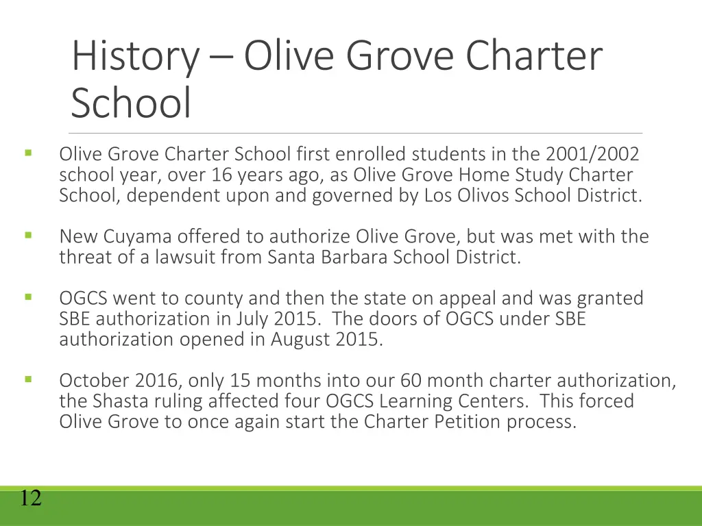 history olive grove charter school
