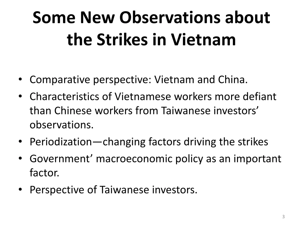 some new observations about the strikes in vietnam