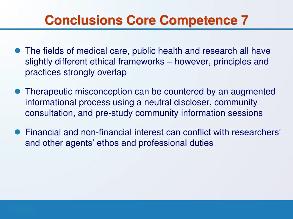 conclusions core competence 7