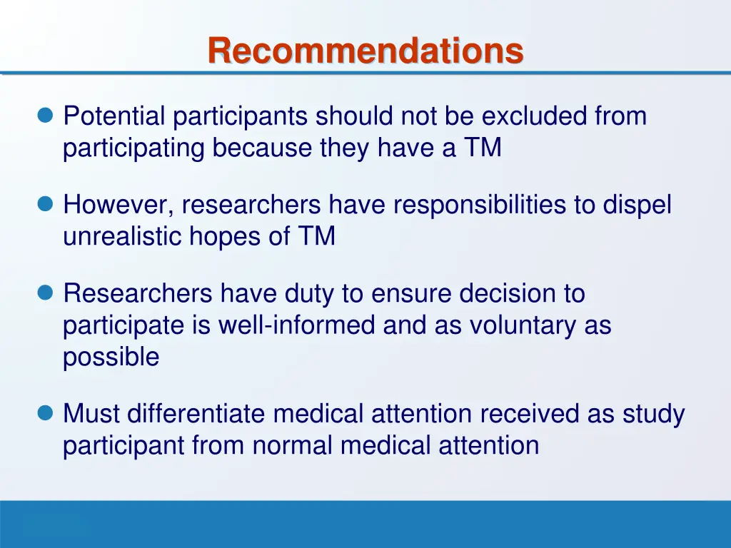 recommendations