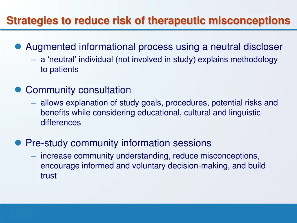 strategies to reduce risk of therapeutic